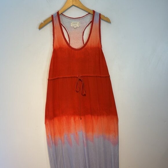 Nicole Miller Artelier Empire Maxi dress Orange Blue Racerback Stretch Women M - Picture 7 of 12